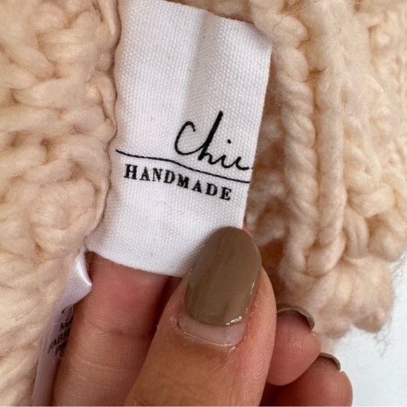 Hand Knit Your Love Cardigan Sweater In Ivory Girl Sz 5/6 - Picture 11 of 14